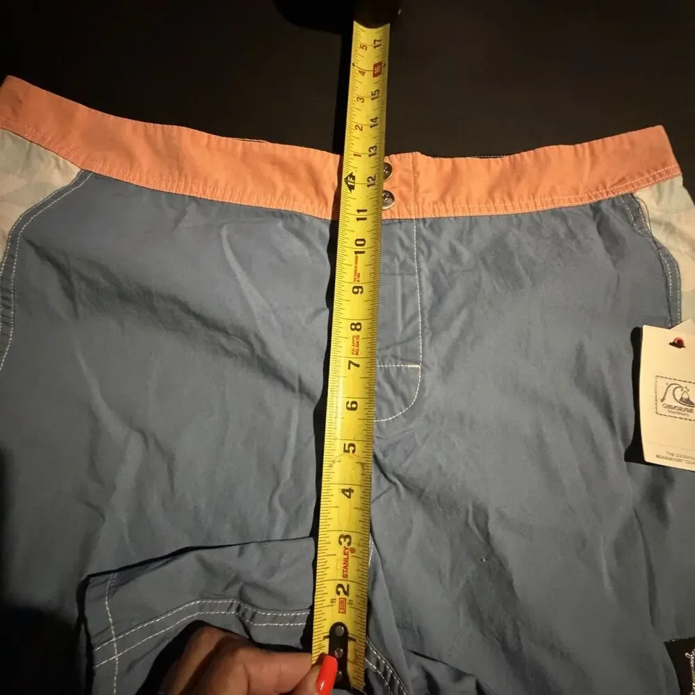 Quiksilver Boardshorts Mens 38 Blue Colorblock Checkered Surf Swim Trunks NWT